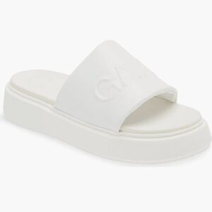 Ganni Sporty Platform Slide Sandals, Egret, size EU 37